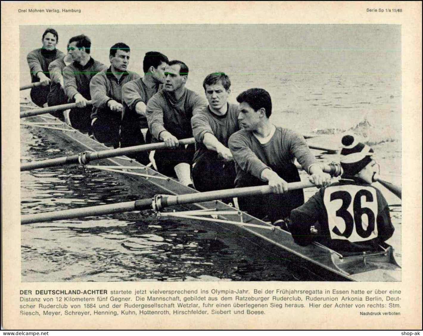 C167/ Deutschland-Achter Rudern   Bild "Drei Mohren Verlag" 1968 - Olympische Spiele