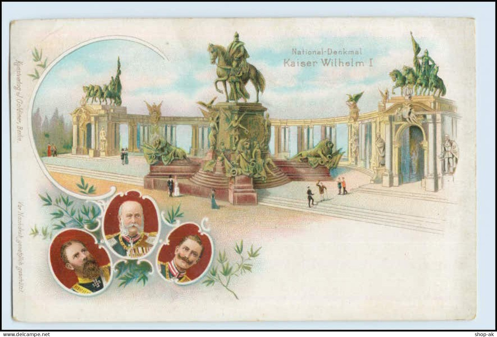 W3A79/ Berlin Kaiser Wilhelm I. Denkmal Litho AK Ca.1900 - Otros & Sin Clasificación
