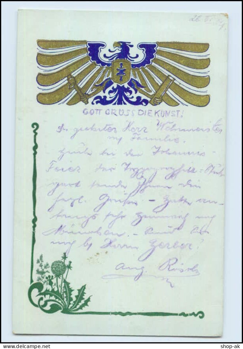 Y382/ Künstler AK Jugendstil Wappen  Golddr. 1909 - Mailick, Alfred