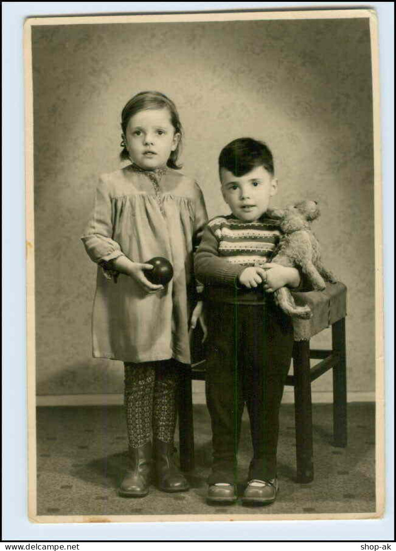 W0E69/ Kinder Mit Stofftier Foto Ca.1955-60 - Other & Unclassified