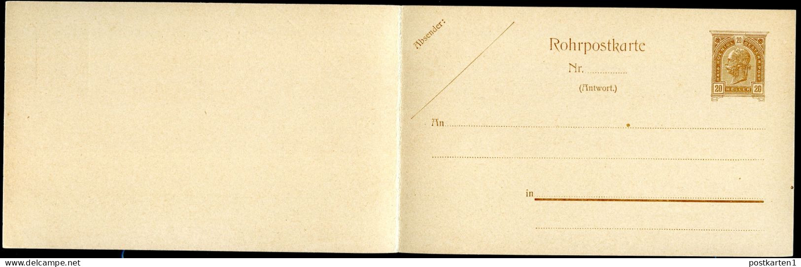 Rohrpost-Antwort-Postkarte RP23 Postfrisch 1904 Kat.20,00€ - Briefkaarten