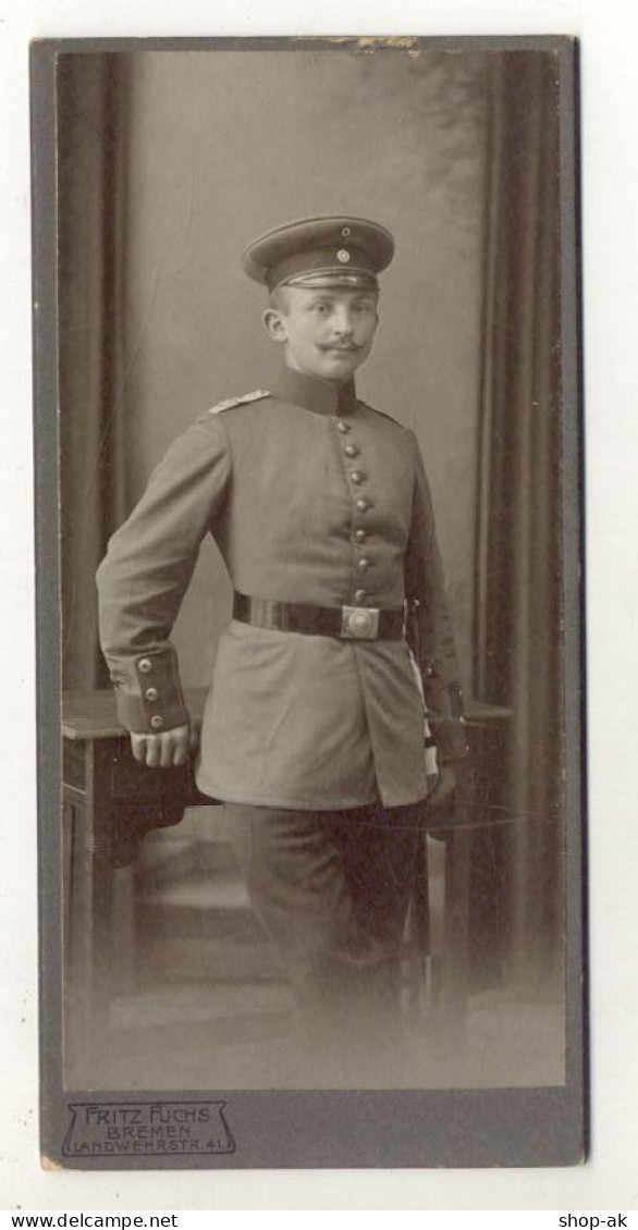 W7G26/ Kabinettfoto Soldat In Uniform Ca.1910 Atelier: Fuchs, Bremen - Altri & Non Classificati