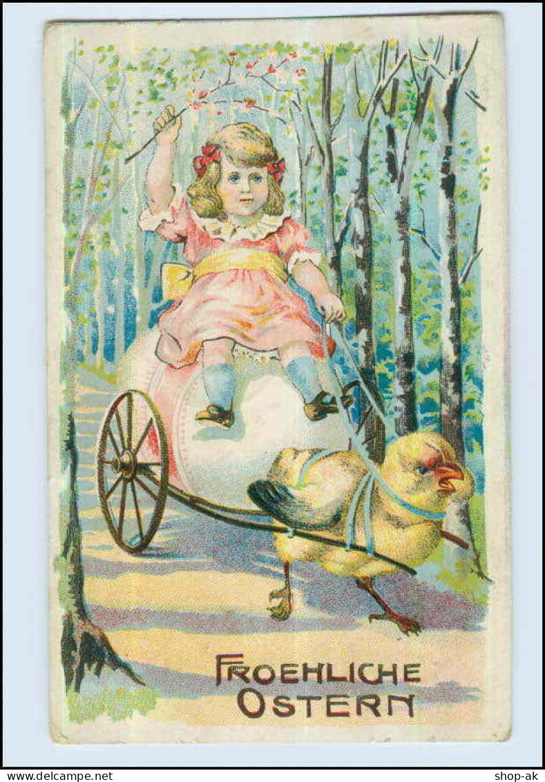 W7G80/ Ostern Mädchen Und Küken Litho AK 1906   (b) - Pascua