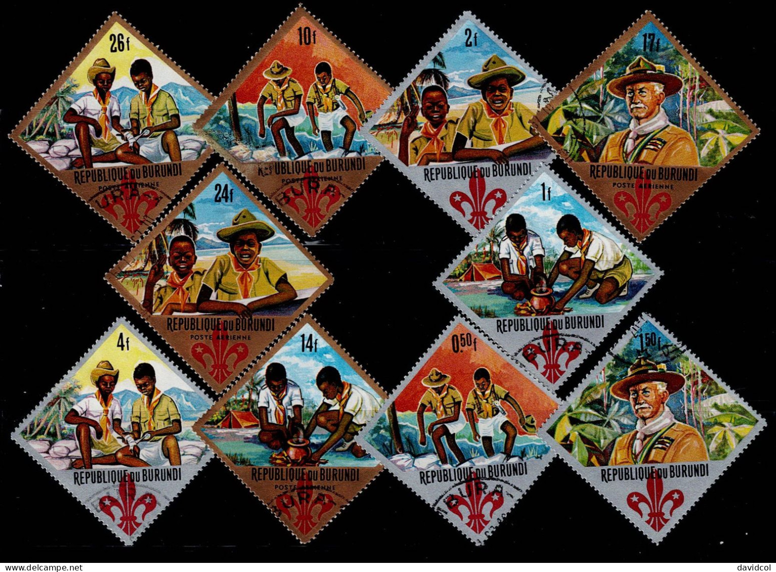 BUR-02- BURUNDI - 1967 - USED -SCOUTS- 60TH ANNIV. OF THE BOY SCOUT AND THE 12TH BOY SCOUT WORLD JAMBOREE - Unused Stamps