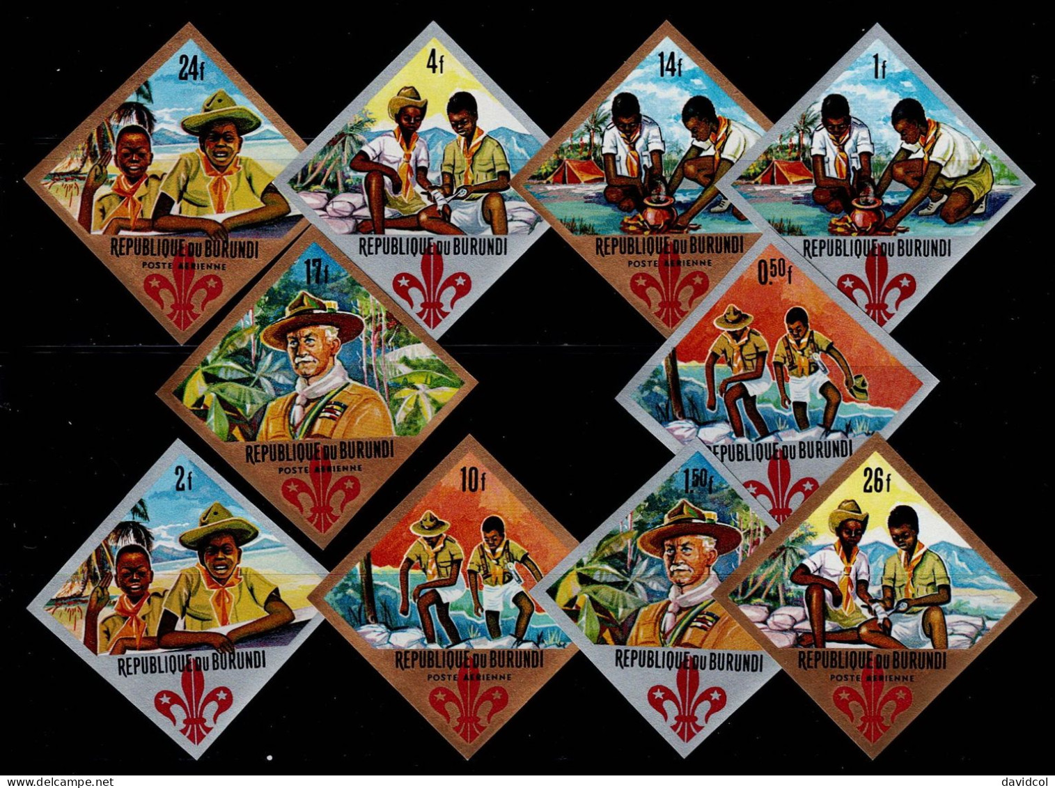 BUR-03- BURUNDI - 1967 - MNH -SCOUTS- IMPERFORATE - 60TH ANNIV. OF THE BOY SCOUT AND THE 12TH BOY SCOUT WORLD JAMBOREE - Ungebraucht