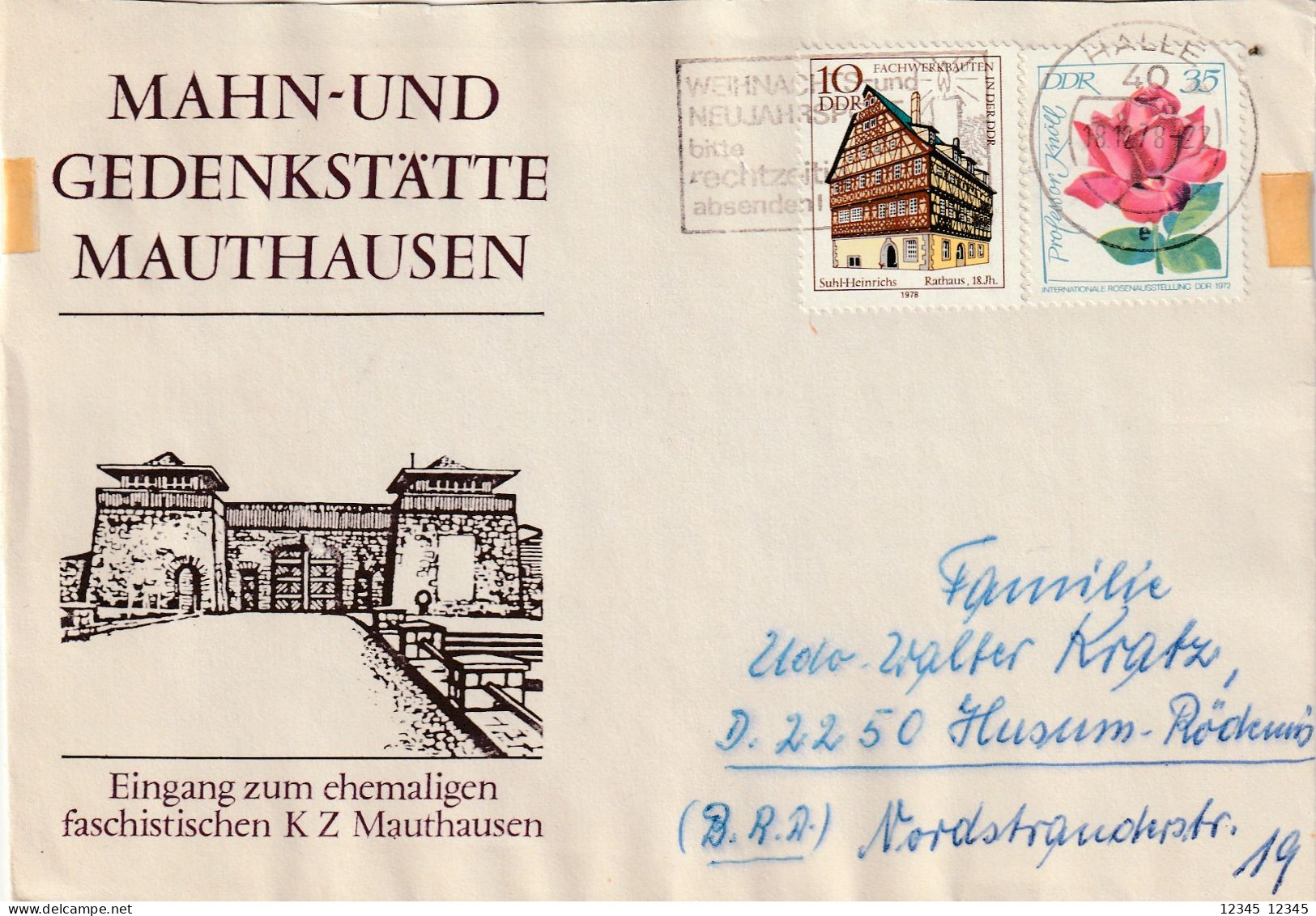 DDR 1978, Letter Sent To Husum Rödemis, Mauthausen Memorial And Monument - Briefe U. Dokumente