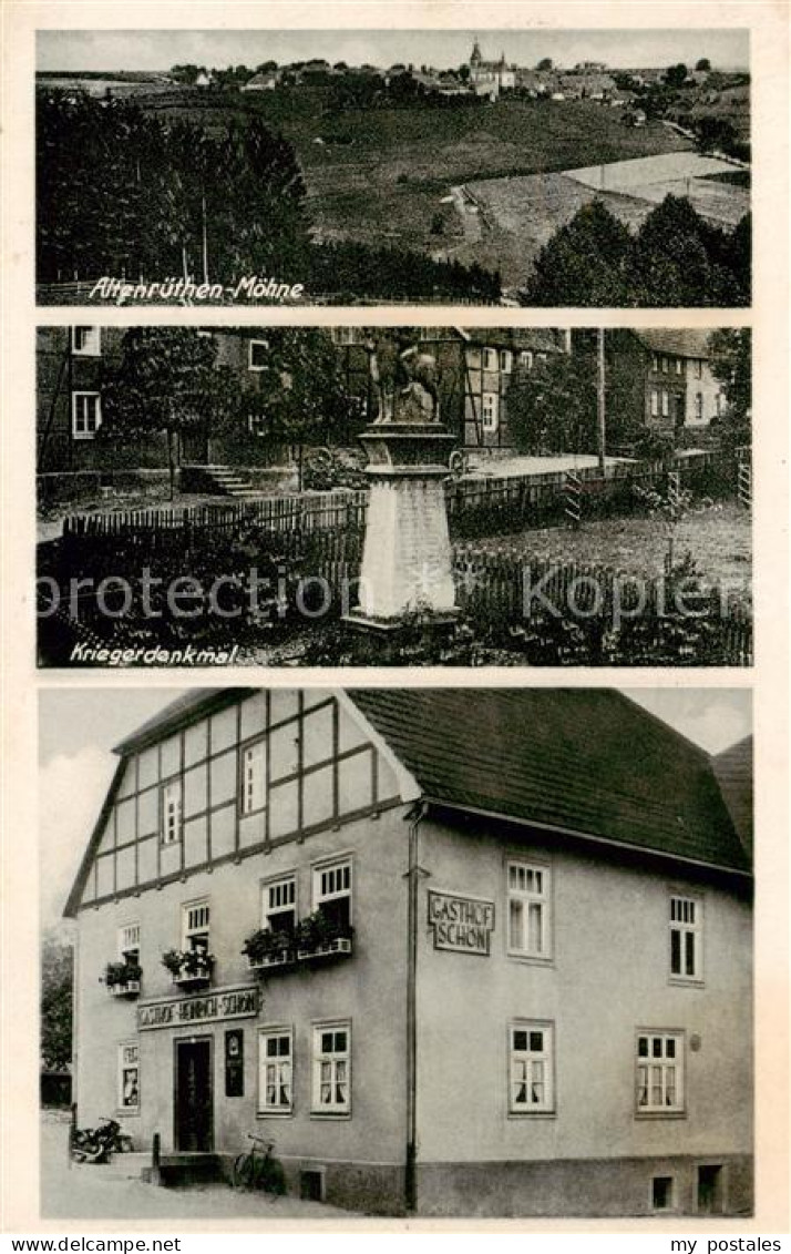 73851016 Moehne Belecke Altenruethen Kriegerdenkmal Gasthaus Schoen  - Warstein