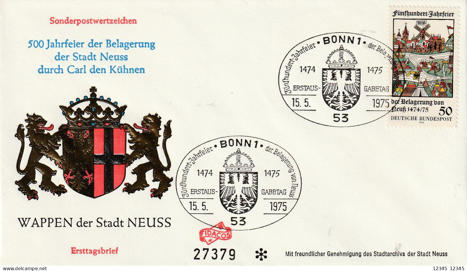 Duitsland 1975, FDC Unused, 500th Anniversary Of The Siege Of The City Of Neuss - 1971-1980