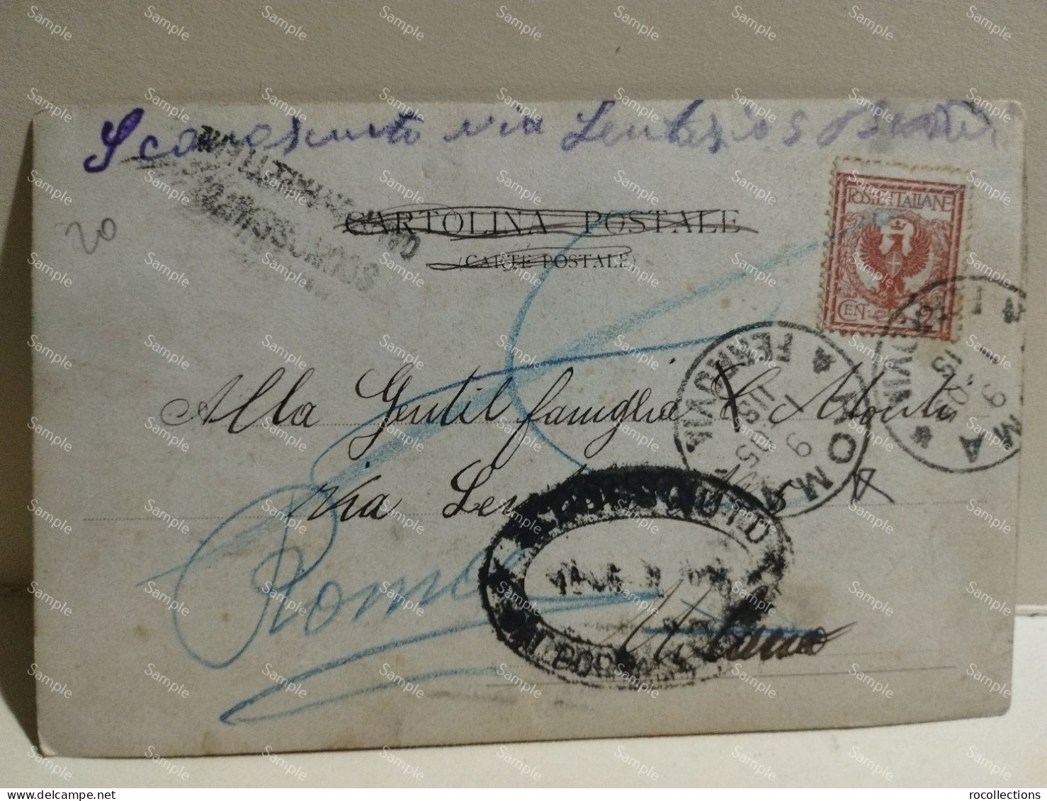 Italia Postcar Cartolina Da Identificare Roma Timbri Stamps "Sconosciuto" 1905 - Storia Postale