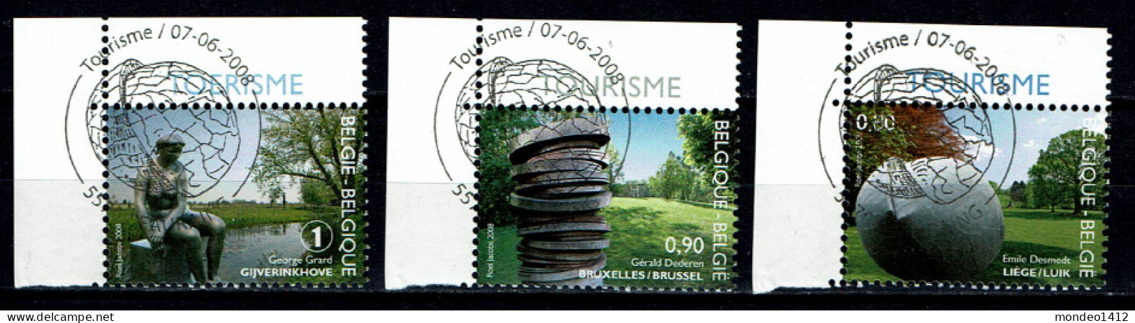 België OBP 3794/3796 - Toerisme Tourisme Beelden Tuinen - Used Stamps