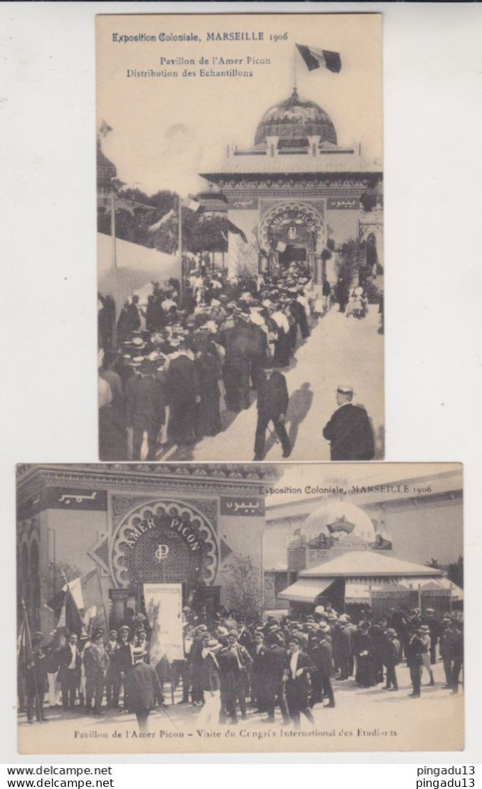 Fixe Marseille Exposition Coloniale 1906 Stand De L'Amer Picon Lot 2 CPA Non Circulé Excellent état - Mostre Coloniali 1906 – 1922