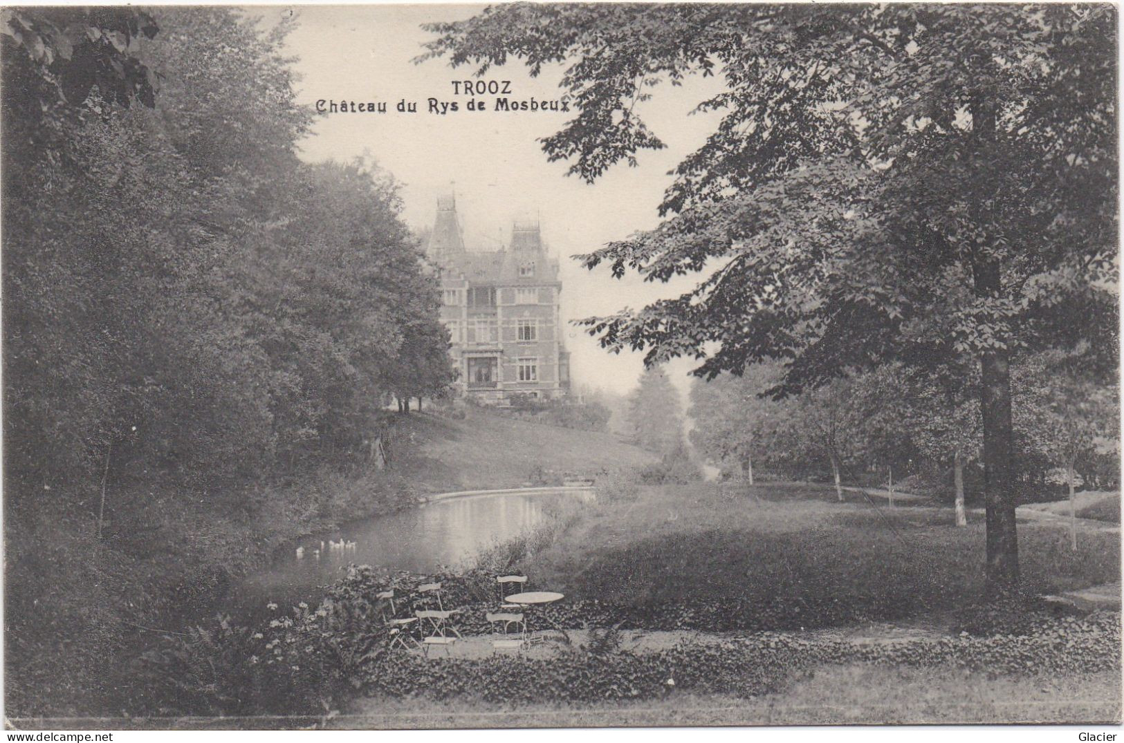 Marcofilie Langstempel - Cachet Louveigné - Service Militaire - Cpa Trooz - Château Du Rys De Mosbeux - Griffes Linéaires