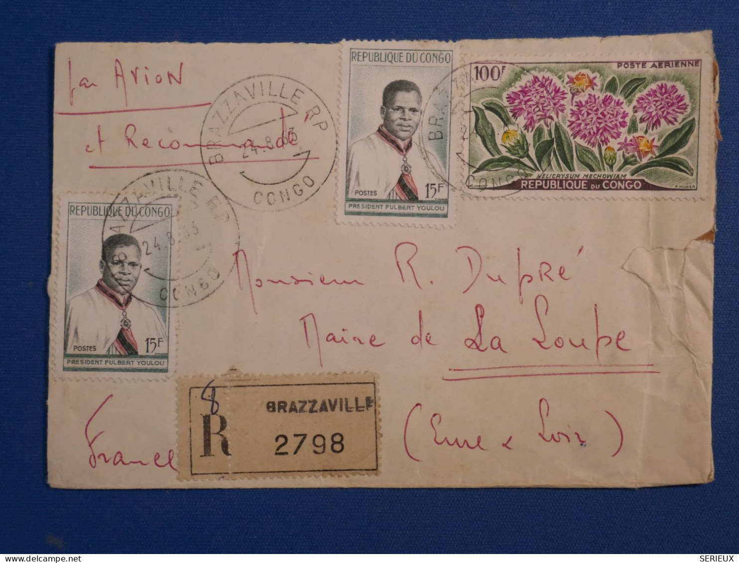 DN10 CONGO  BELLE LETTRE RECO  1963 BRAZZA A LA LOUPE  FRANCE +AFF. INTERESSANT++ - Otros & Sin Clasificación