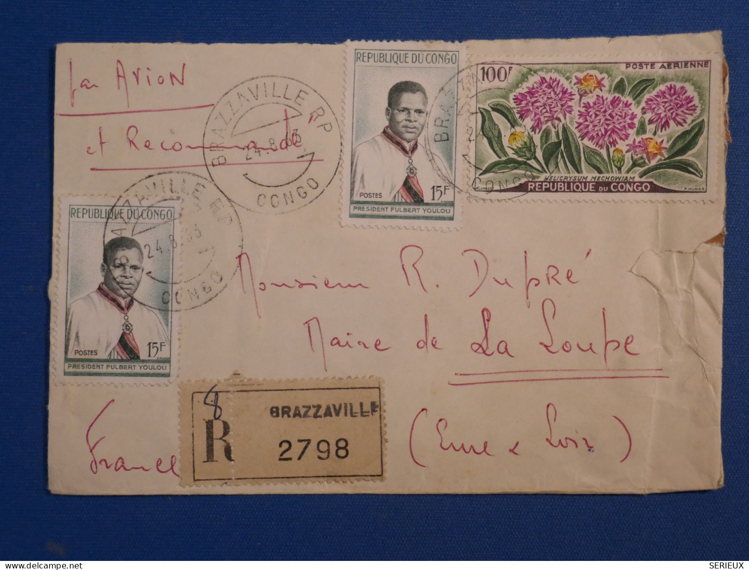 DN10 CONGO  BELLE LETTRE RECO  1963 BRAZZA A LA LOUPE  FRANCE +AFF. INTERESSANT++ - Other & Unclassified
