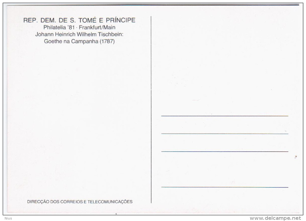 Sao S. Tome And Principe 1981 Johann Wolfgang Von Goethe Writer Germany Maximum Card - Sao Tome Et Principe