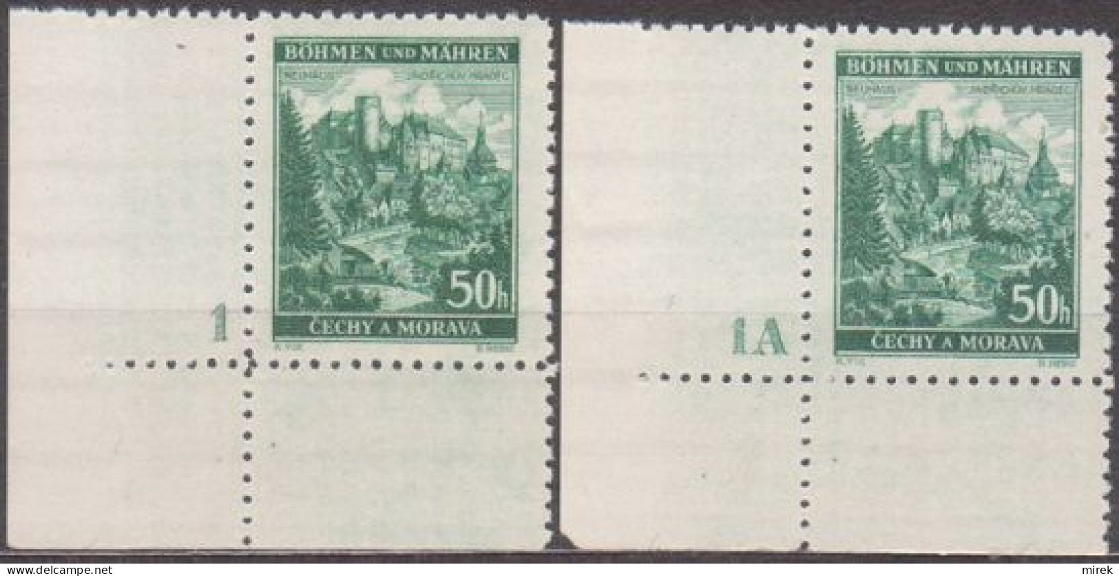 055/ Pof. 41; Corner Stamps, Plate Numbers 1 - 1A, Wide Border - Unused Stamps