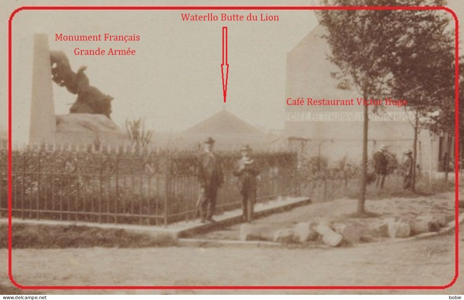 Braine L'Alleux - Plancenoit :Carte Photo Monument De La " Grande Armée "  Napoléon / Waterloo Butte Lion / Café V. Hugo - Eigenbrakel