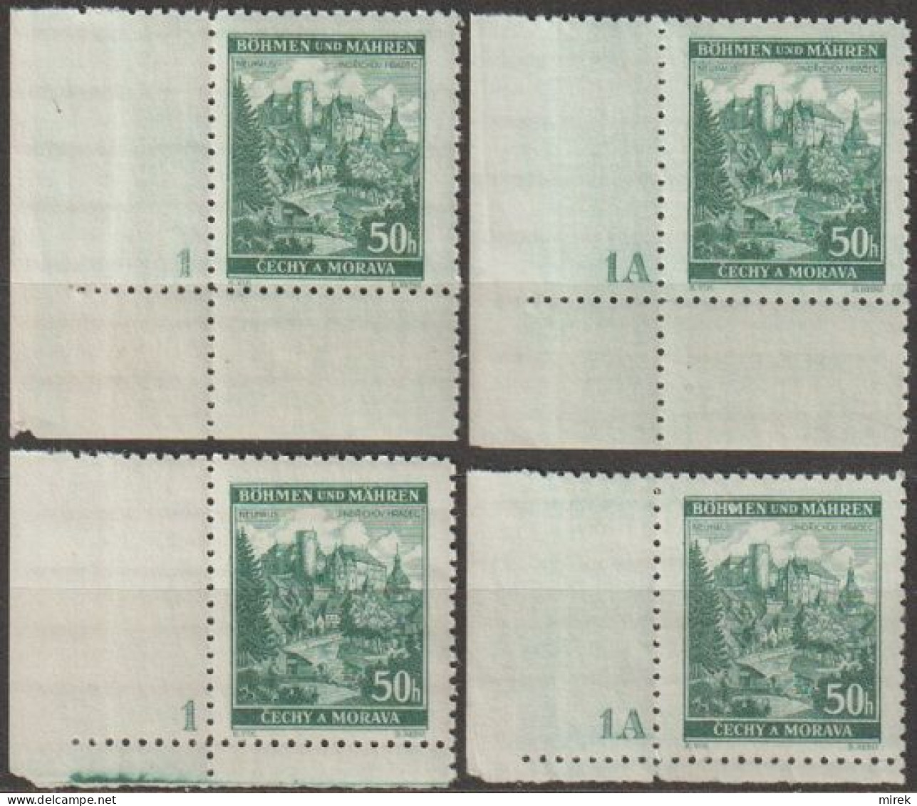 056/ Pof. 41; Corner Stamps, Plate Numbers 1 - 1A, Narrow And Wide Borders - Unused Stamps