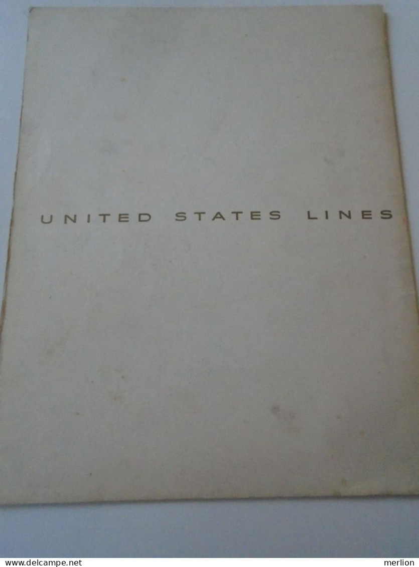 D202222  MENU  United States Lines - On Board SS United States -  Menu  1960 - Menükarten