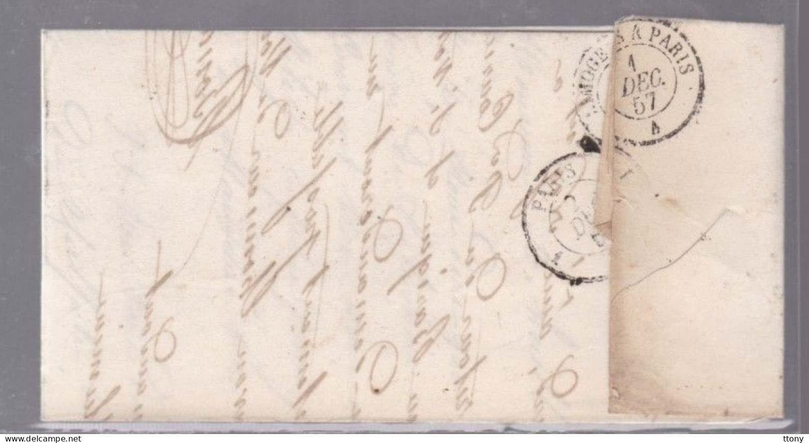 Un Timbre Napoléon III   N° 14  20 C Bleu   Sur Lettre  Départ Limoge 1857   Destination Paris - 1853-1860 Napoleon III