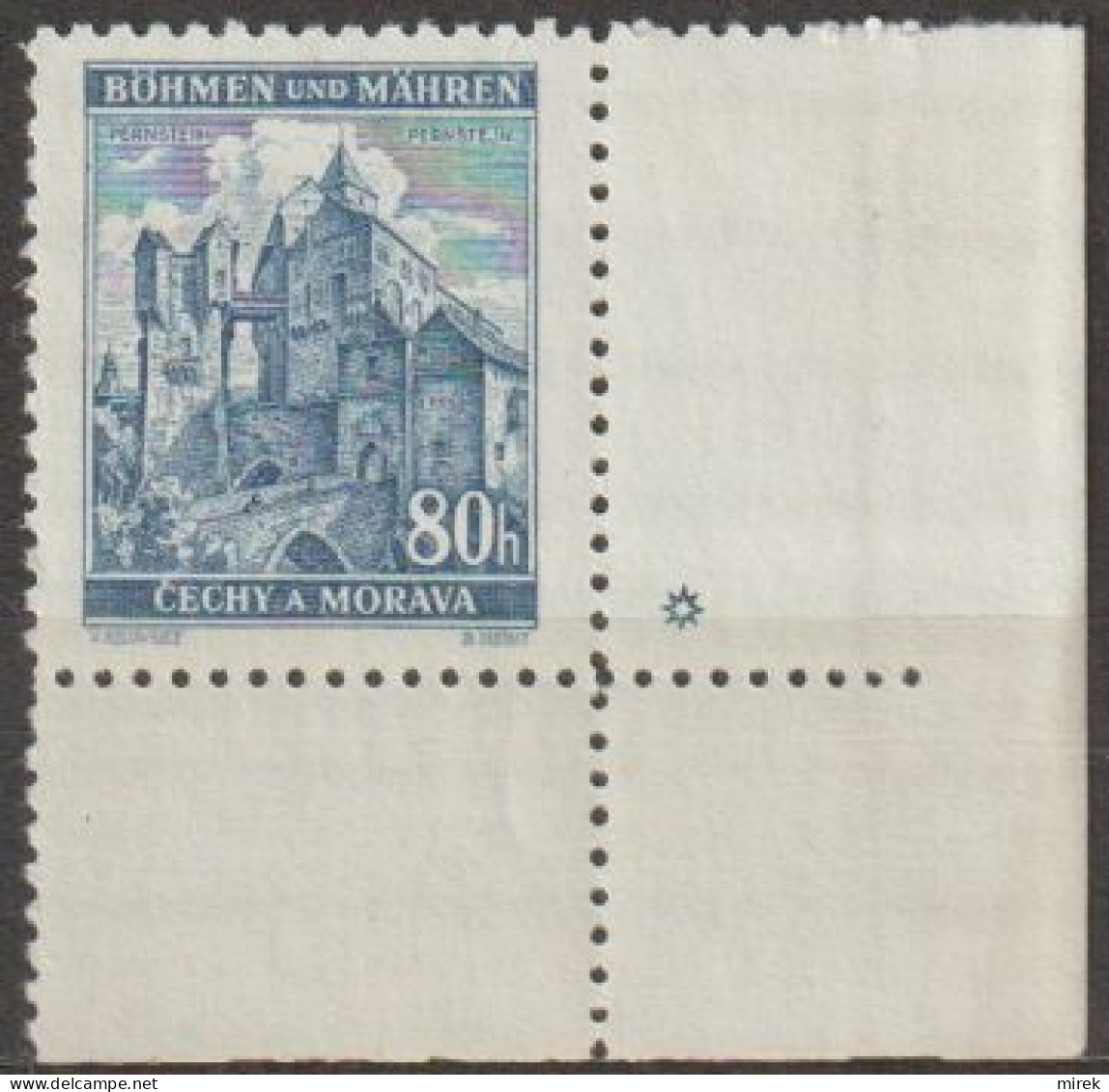 059/ Pof. 42; Corner Stamp, Wide Border, Plate Mark * - Ungebraucht