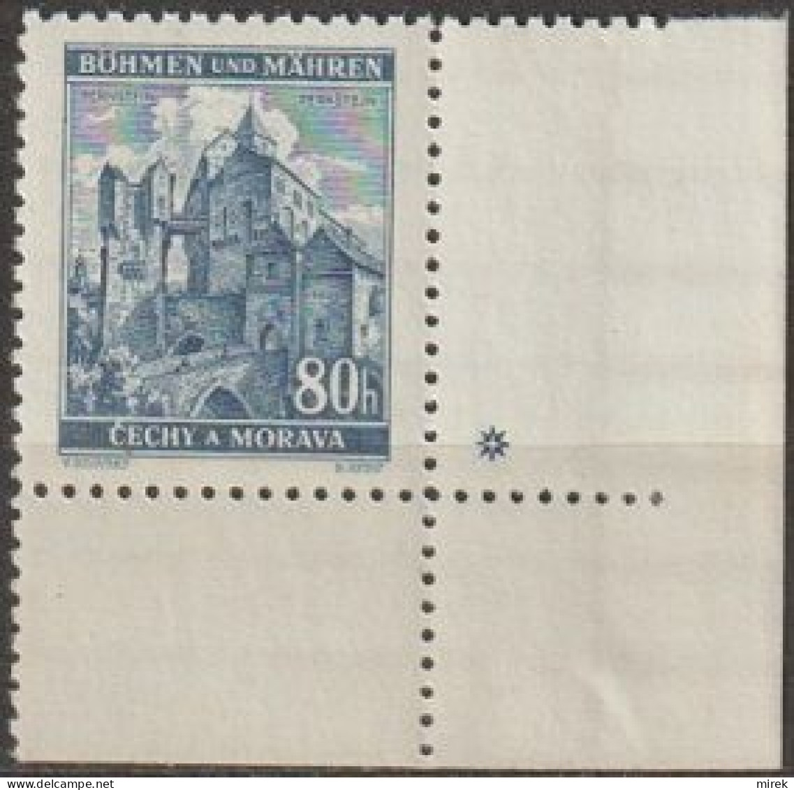 061/ Pof. 42; Corner Stamp, Wide Border, Plate Mark + - Ungebraucht