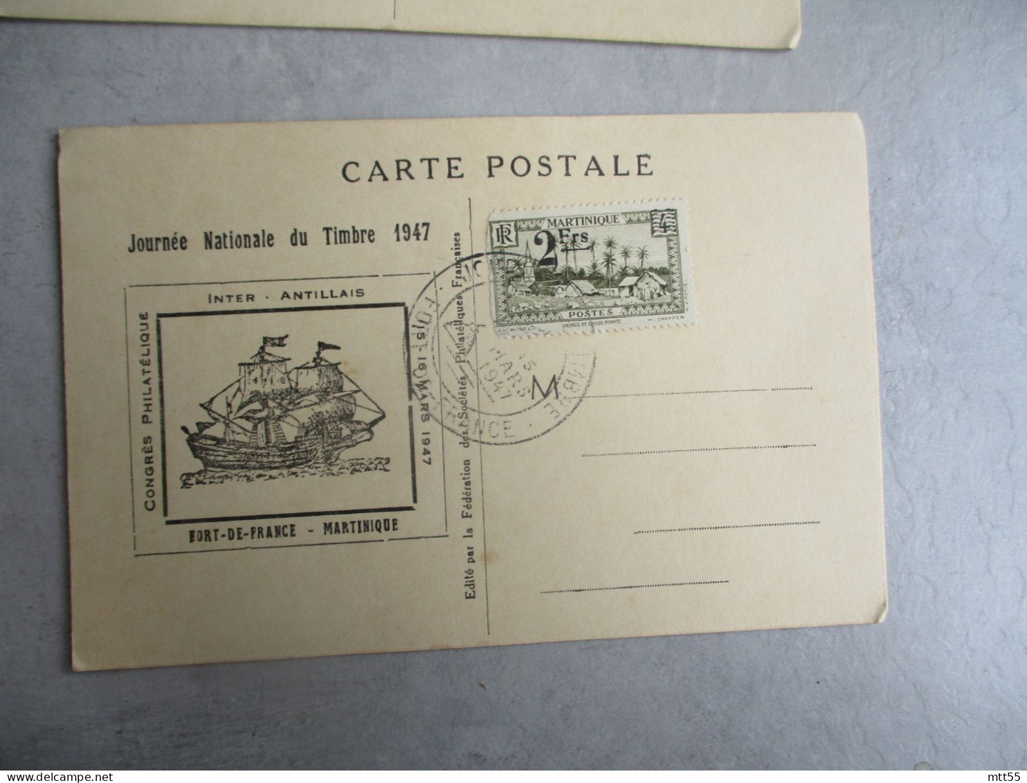 1947 GUADELOUPE LOT DE 2 C M CARTE MAXIMUM FORT DE FRANCE - Briefe U. Dokumente