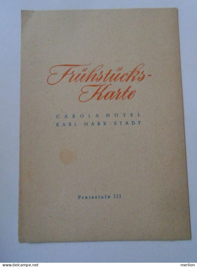 D202224  Menu,  CAROLA Hotel- Karl Marx Stadt - Frühstückskarte 1960 - Menükarten