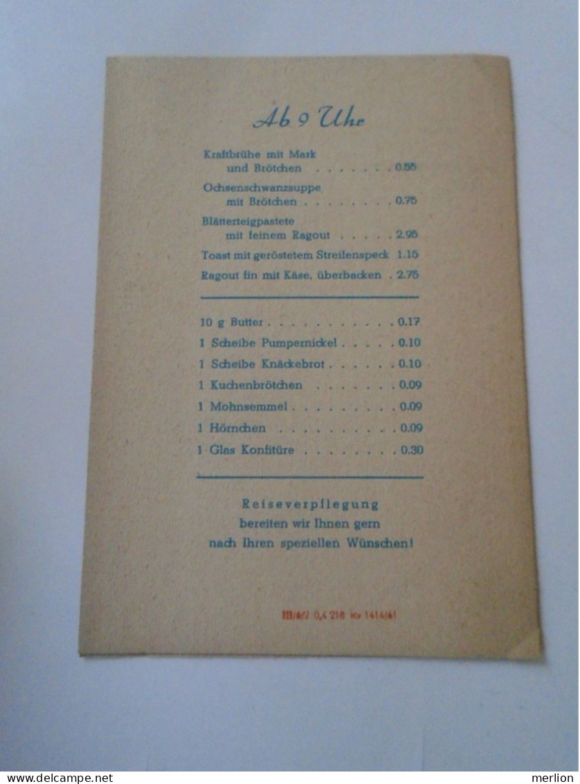 D202224  Menu,  CAROLA Hotel- Karl Marx Stadt - Frühstückskarte 1960 - Menükarten