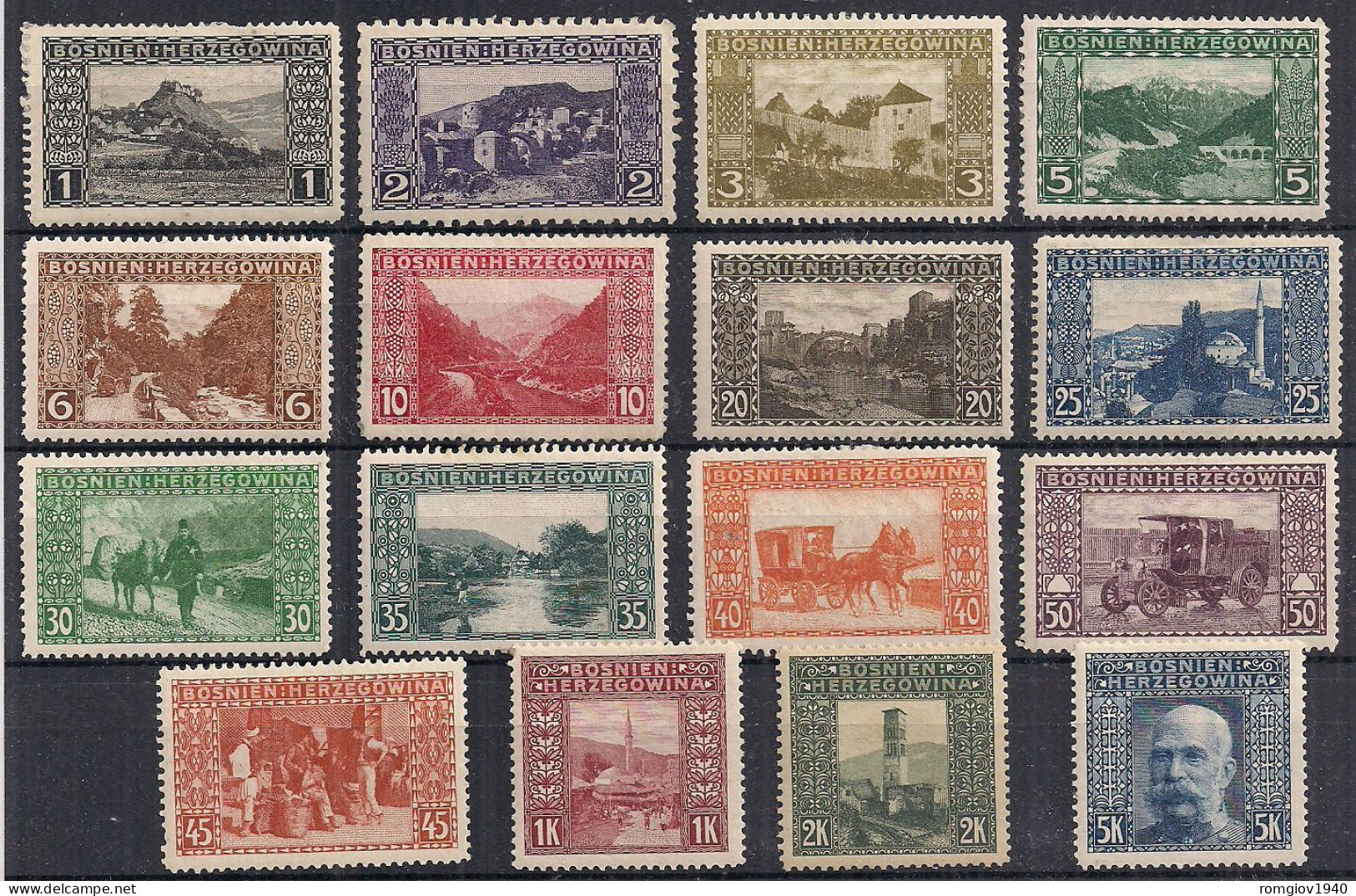 BOSNIA EZERGOVINA POSTA MILITARE 1906 VEDUTE UNIF.29-44  MLH   XF - Bosnien-Herzegowina