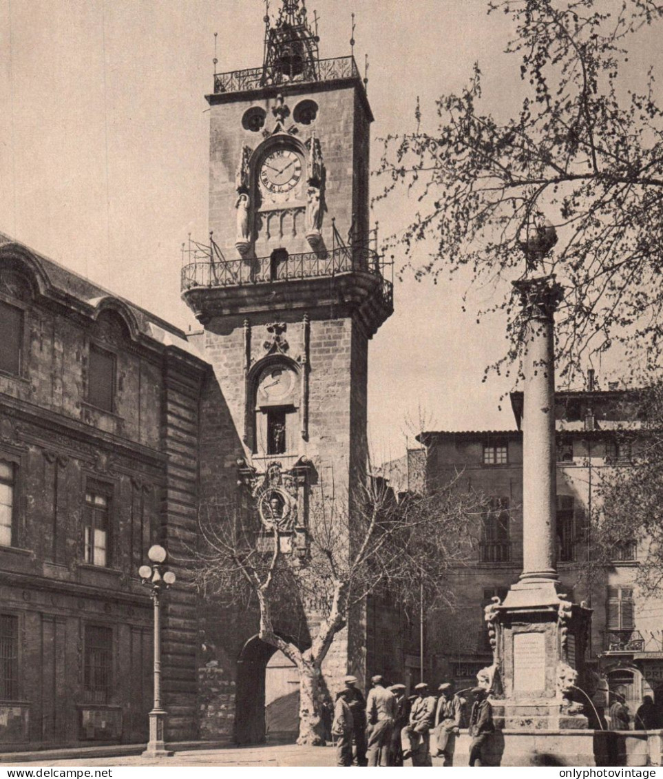 France 1934, Aix-en-Provence, La Place De L'Hotel De Ville, Vintage Print - Estampes & Gravures