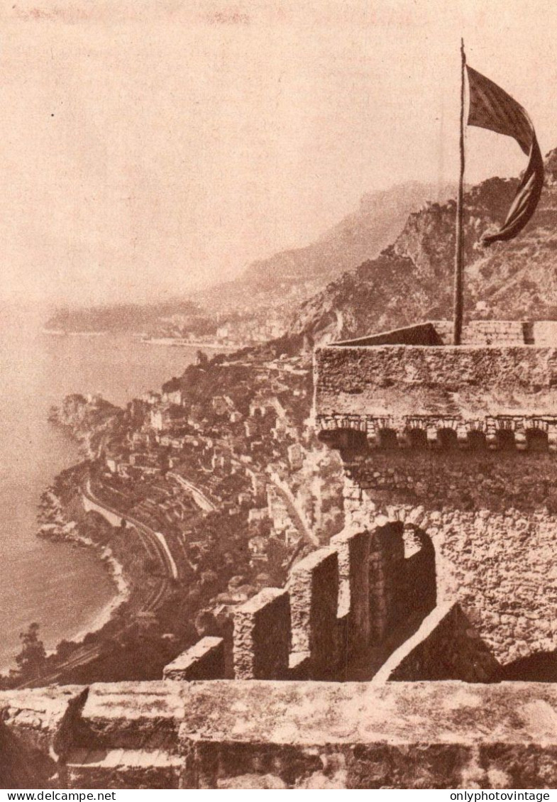 France 1934, Roquebrune-Cap-Martin, Vue Générale, Stampa, Vintage Print - Estampes & Gravures