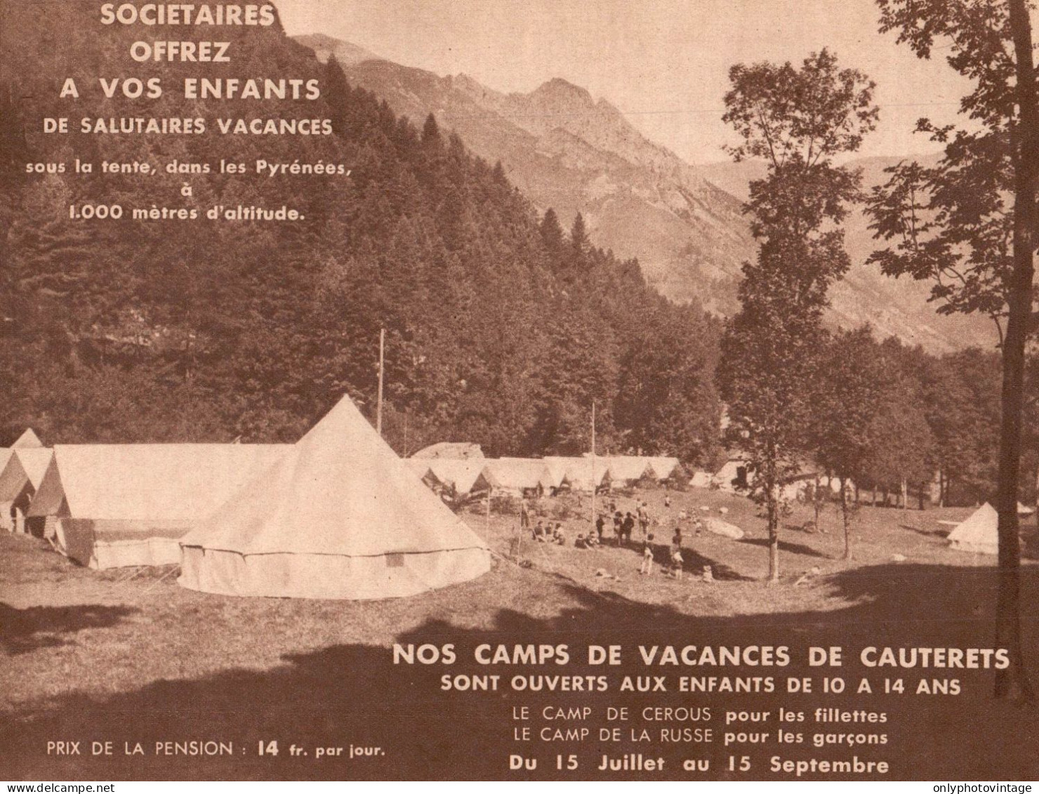 France 1934, Camps De Vacances De Cauterets, Vintage Print, Stampa Epoca - Estampes & Gravures