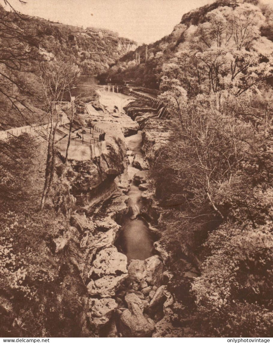 France 1934, La Perte Du Rhone, Vue Du Pont De Lucey, Stampa Vintage Print - Estampes & Gravures