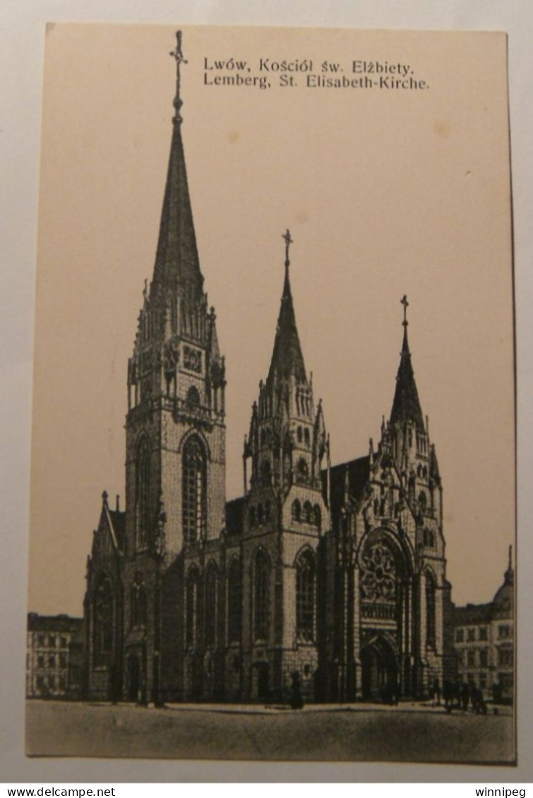 Lwow.Lemberg.2 Pc's.Kosciol Sw.Elzbiety.Arnold & Schlag.WWI.Woloska Cerkiew.Tramway.Leon Propst,1909.Poland.Ukraine. - Oekraïne