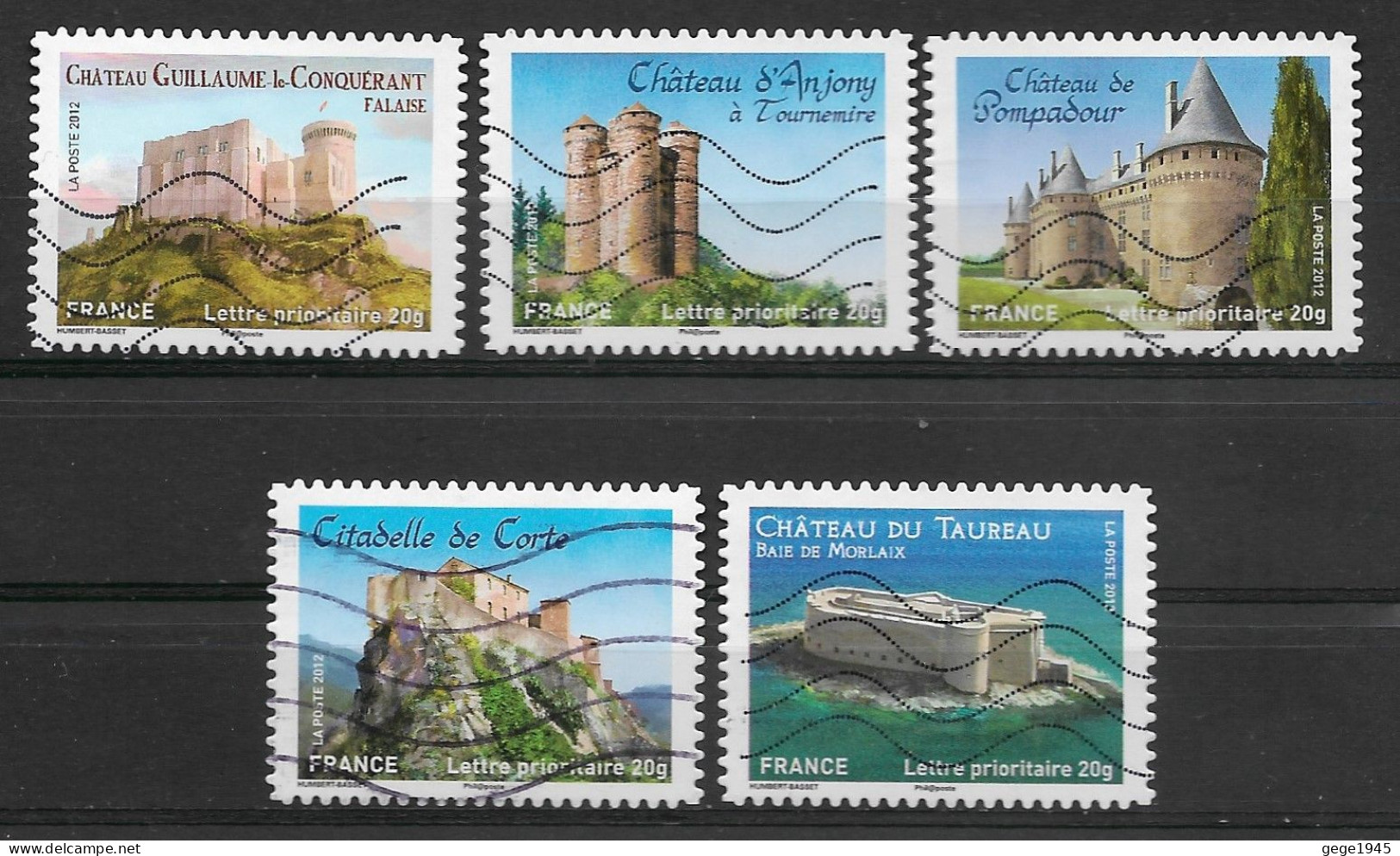 France 2012  Oblitéré Autoadhésif  N° 714 - 718 - 719 - 720  - 725   -   Chateaux Et Demeures Historiques ( I ) - Used Stamps