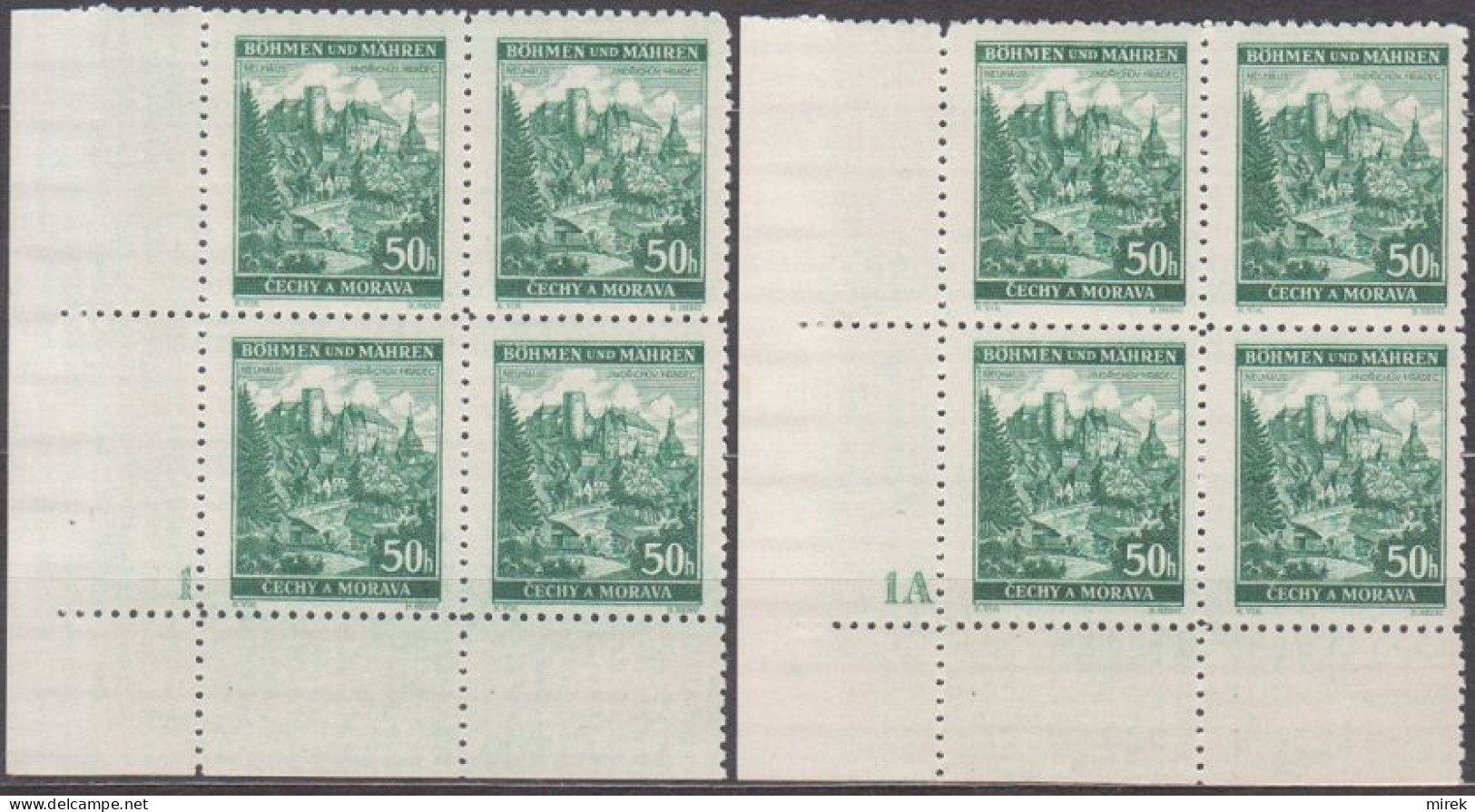 078/ Pof. 41; Corner 4-blocks, Plate Numbers 1 - 1A, Wide Border - Nuovi