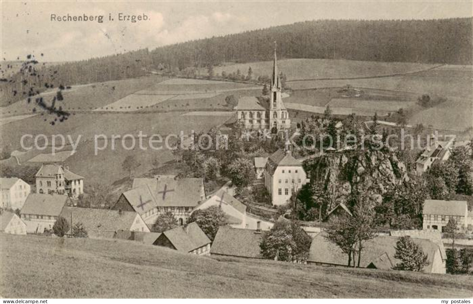 73849925 Rechenberg -Bienenmuehle Osterzgebirge Ortsansicht Mit Kirche  - Rechenberg-Bienenmühle