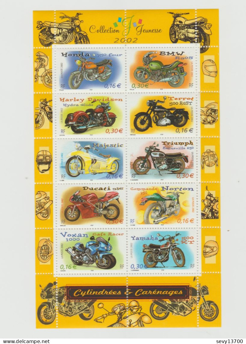 France Année 2002 Bloc Feuillet Yvert Tellier N° BF 51 Collection Jeunesse  Cylindrées Et Carénages - Mint/Hinged