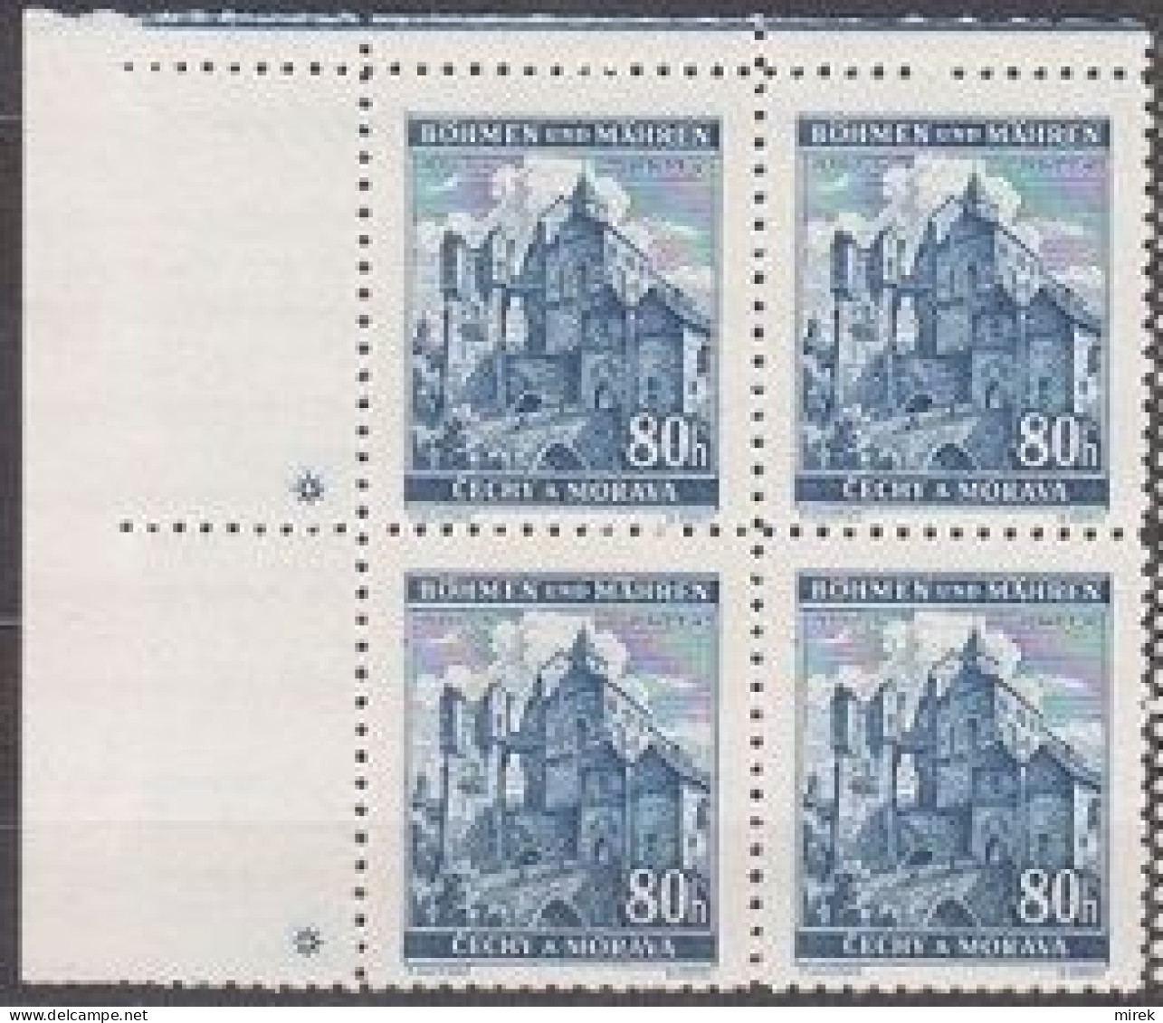 081/ Pof. 42; Corner 4-block, Plate Marks +, Narrow Border - Ungebraucht