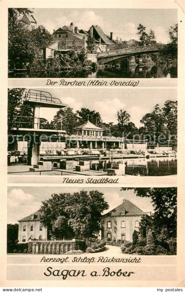 73849840 Sagan Zagan PL Der Parchen Neues Stadtbad Herzogl Schloss Rueckansicht  - Polonia