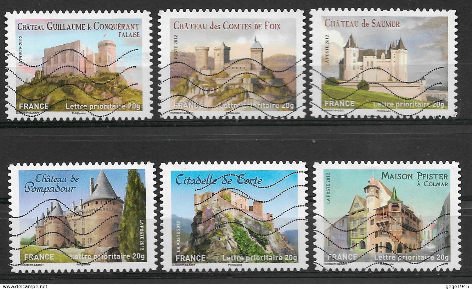 France 2012  Oblitéré Autoadhésif  N°  714 - 715 - 717 - 719 - 720 - 724  -  Chateaux Et Demeures Historiques  ( I ) - Used Stamps