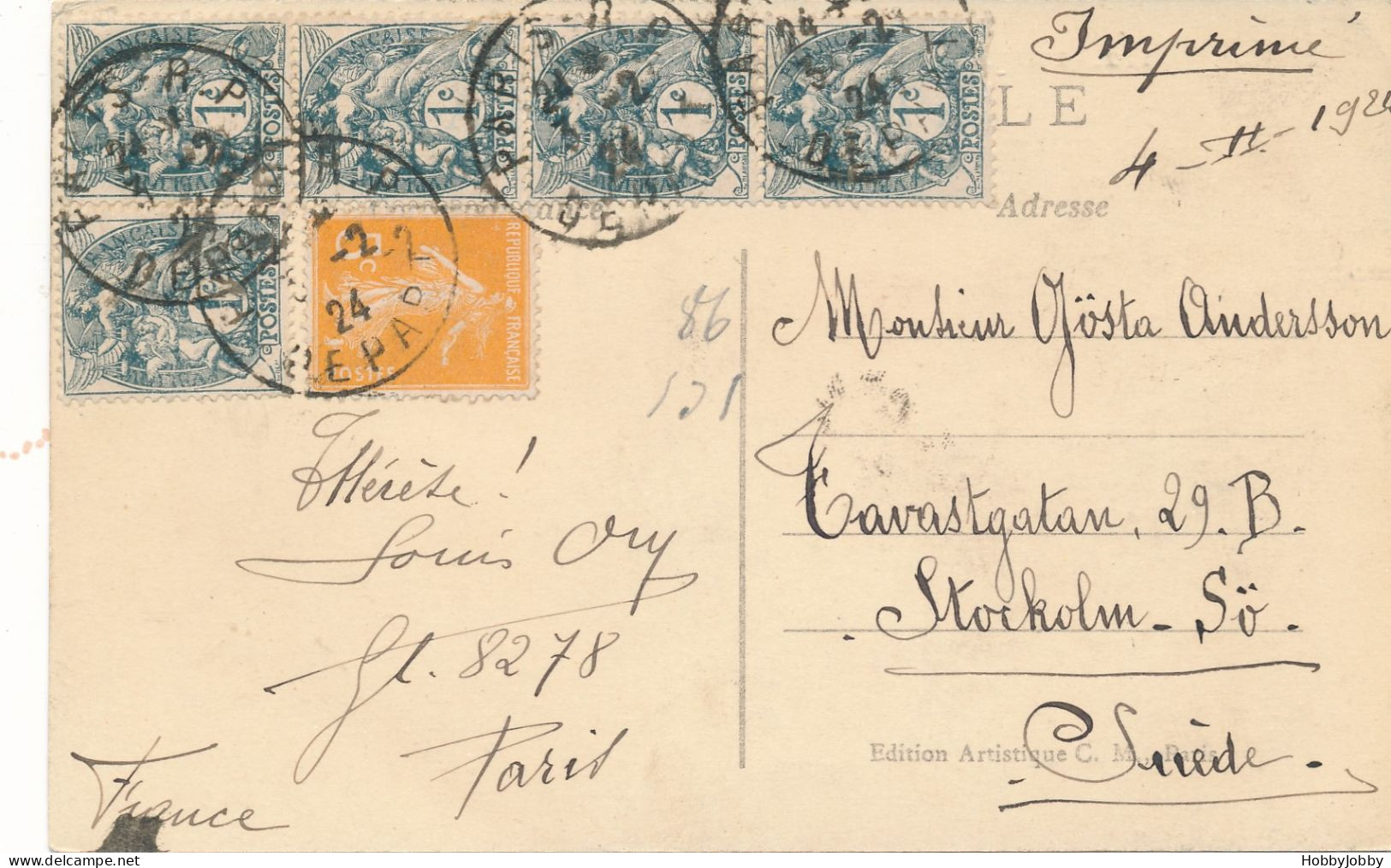 Paris - PostCard From  An International Club For P.P.-Exchange Members Called "Globus" Member No. 8278 - - Bourses & Salons De Collections