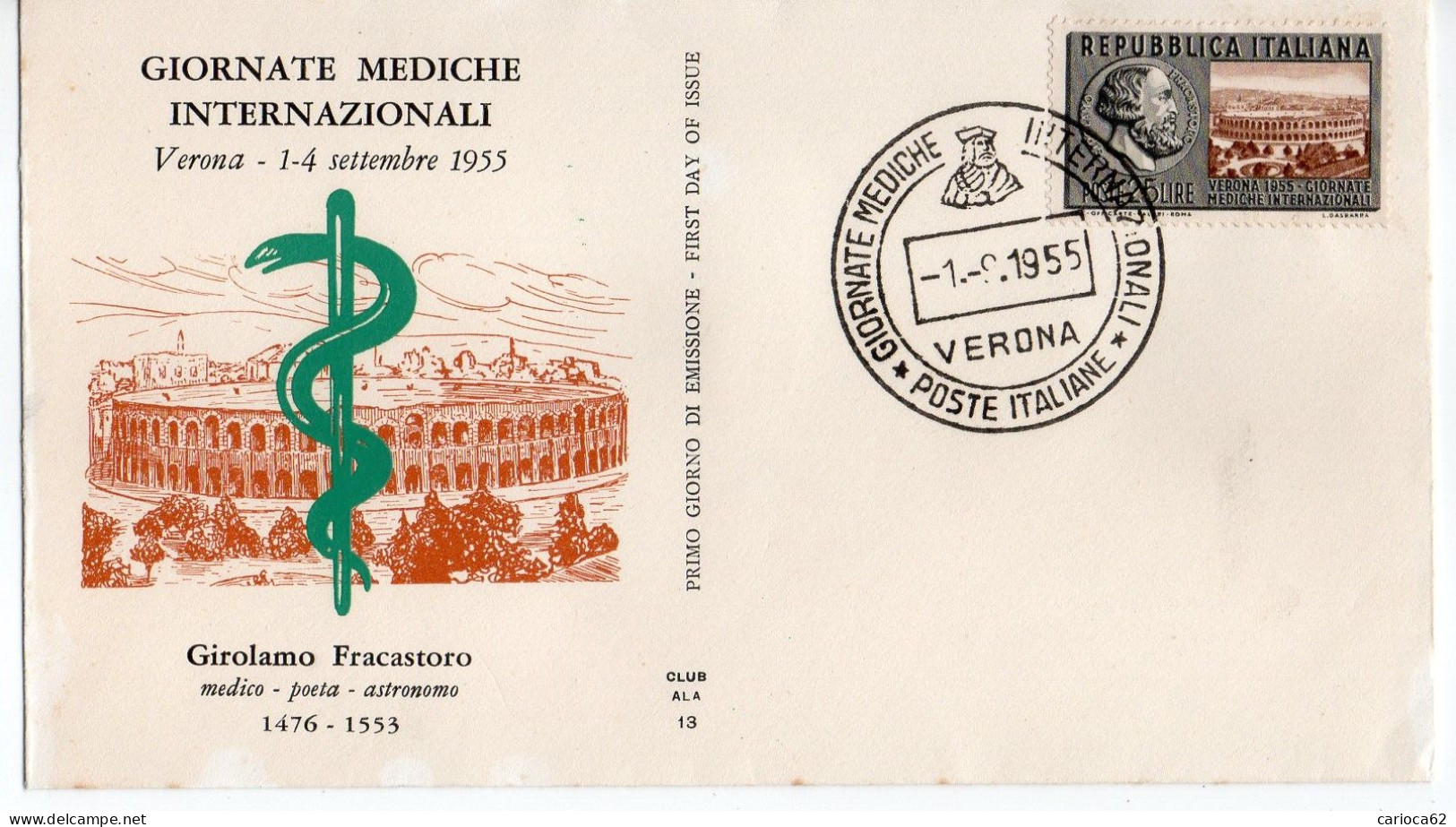 1955 - FDC " GIORNATE MEDICHE INTERNAZIONALI " ALA VEDI++++ - FDC