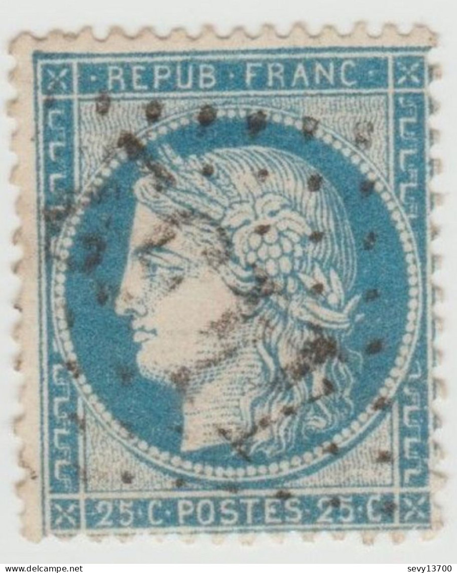 Cérès 25 C Bleu Oblitéré 4452 TENAY Ain - 1871-1875 Ceres