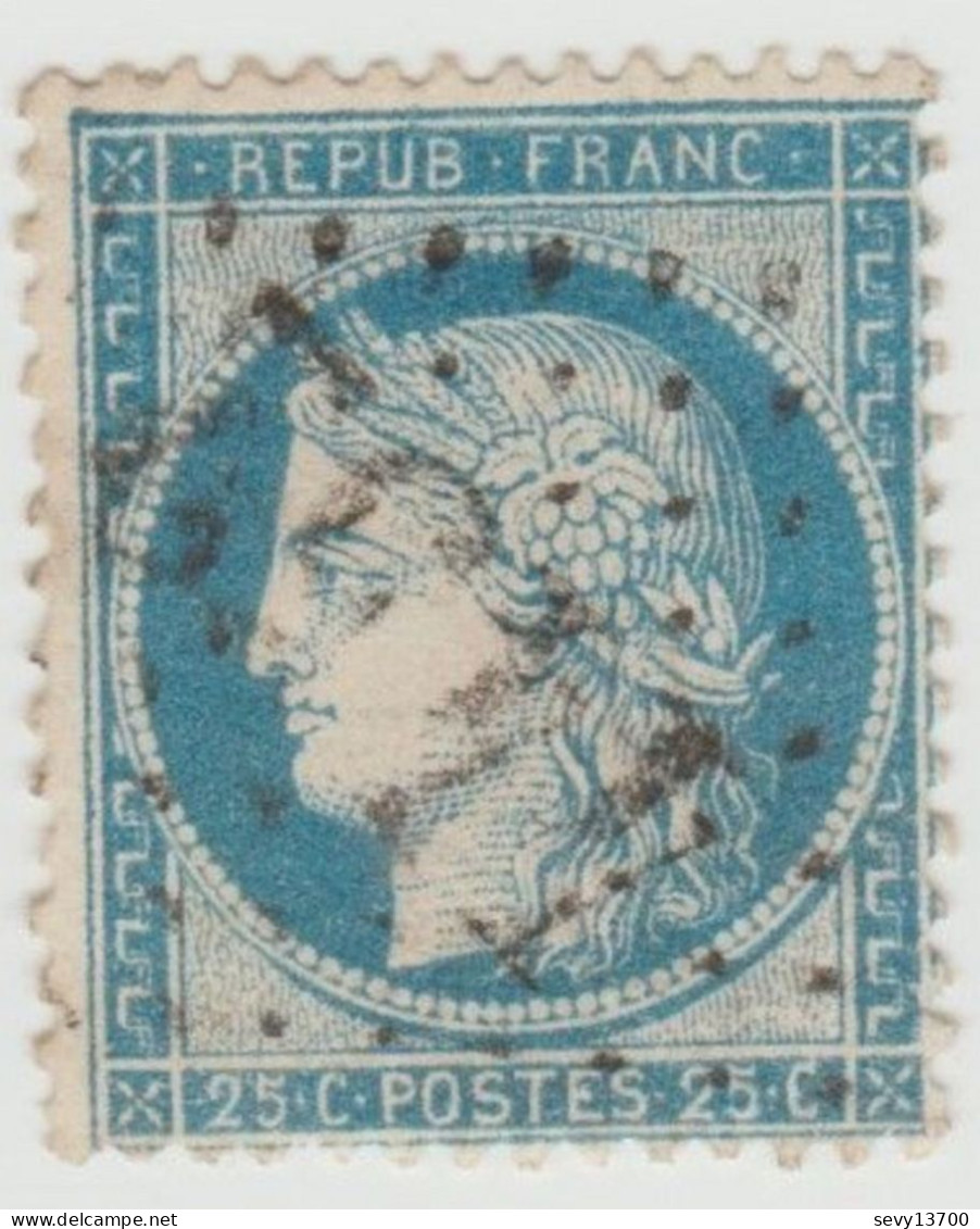 Cérès 25 C Bleu Oblitéré 4452 TENAY Ain - 1871-1875 Cérès