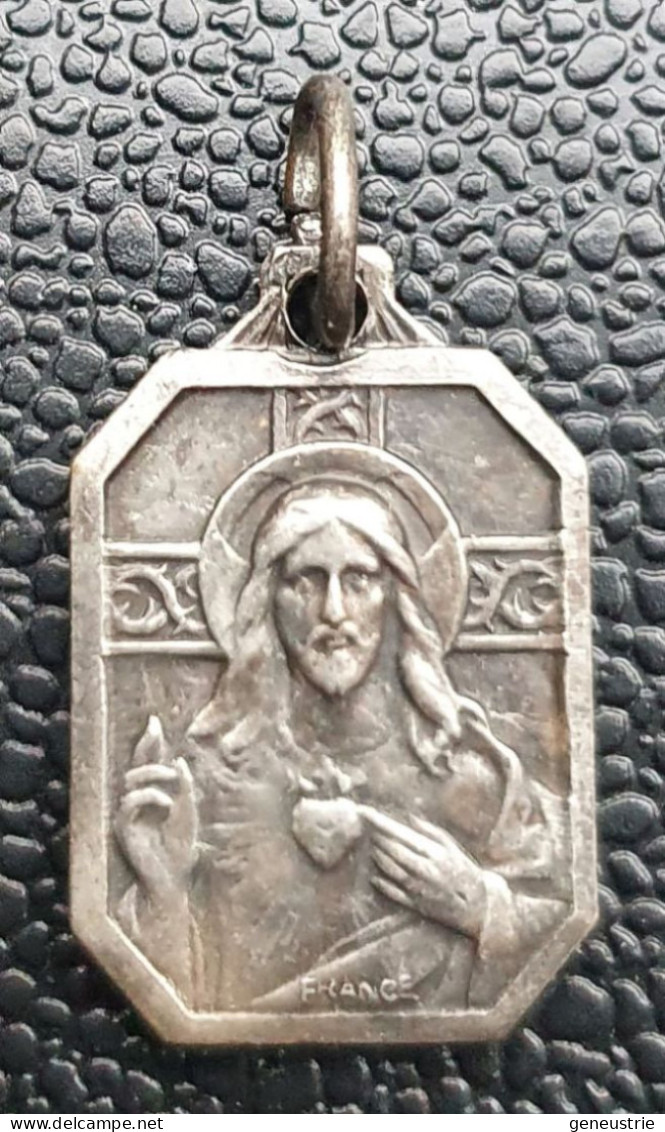 Pendentif Médaille Religieuse Années 30 "Sacré-Coeur De Jésus / Notre-Dame Du Scapulaire" Religious Medal - Godsdienst & Esoterisme