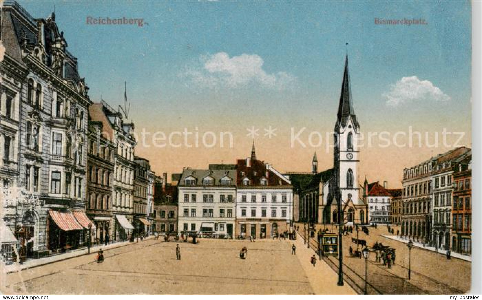 73849666 Reichenberg  Liberec Boehmen CZ Bismarckplatz Kirche  - Tschechische Republik