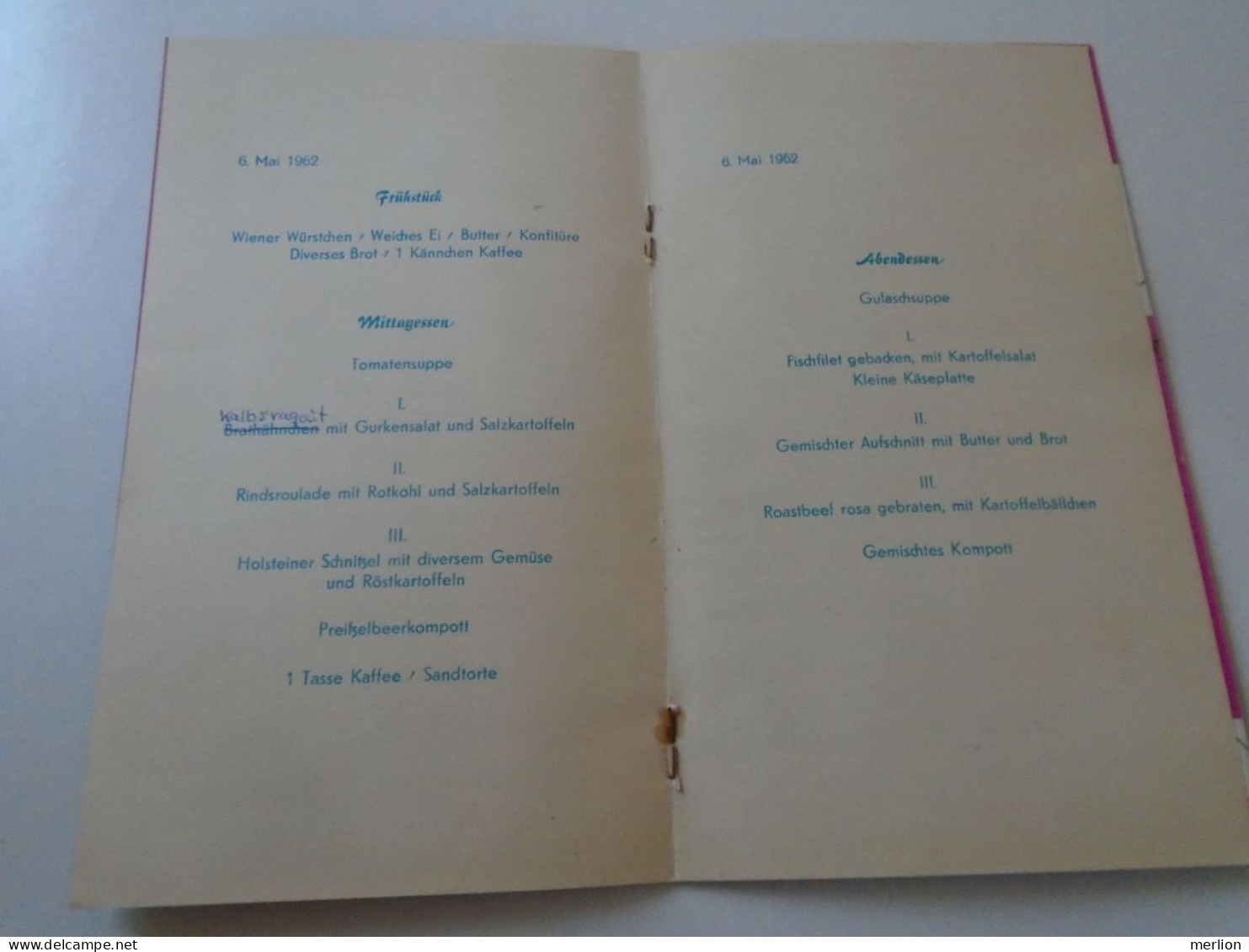 D202231  Menu,  XV Internationale Friedensfahrt 1962 - Menü-Karte  Hotel Carola Chemnitz - Menus