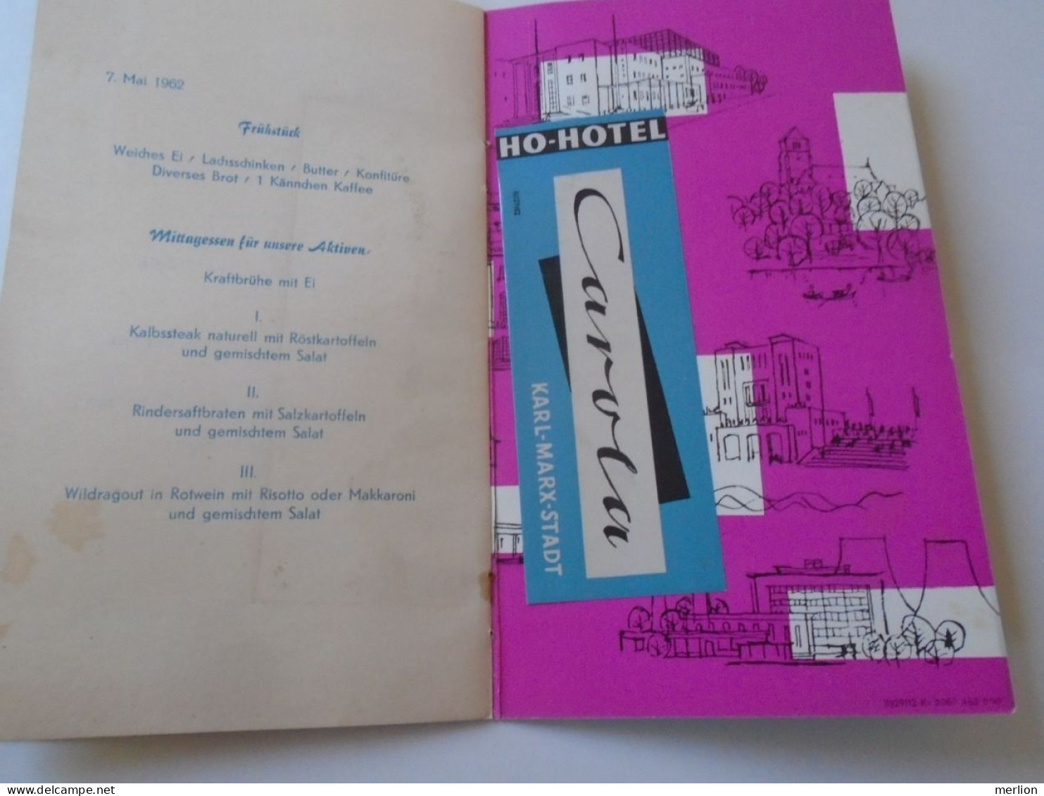 D202231  Menu,  XV Internationale Friedensfahrt 1962 - Menü-Karte  Hotel Carola Chemnitz - Menú